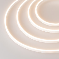 Светодиодная лента герметичная MOONLIGHT-SIDE-A168-4x10mm 24V Warm3000 (7.2 W/m, IP65, 5m, wire x2) (Arlight, Силикон) 037553