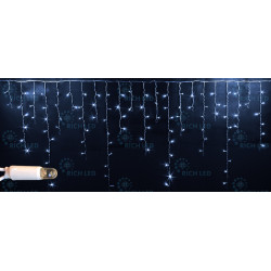 Гирлянда светодиодная Бахрома белая 220B, 144 LED, провод прозрачный, IP65 RL-i3*0.9-CT/W