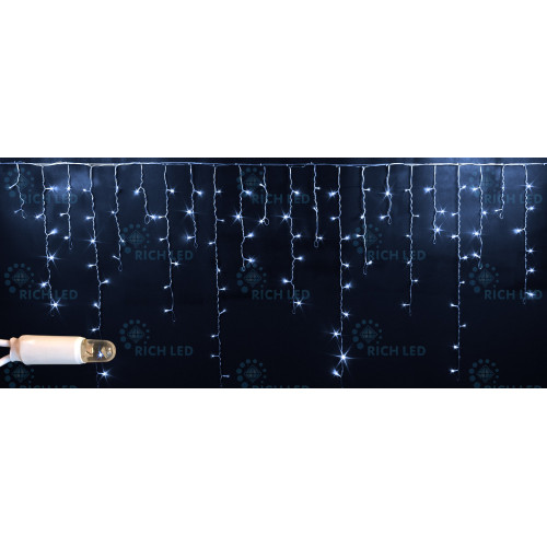Гирлянда светодиодная Бахрома белая 220B, 144 LED, провод прозрачный, IP65 RL-i3*0.9-CT/W