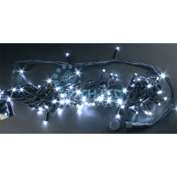Гирлянда светодиодная белая постоянного свечения 24B, 100 LED, провод черный, IP54 RL-S10C-24V-B/W