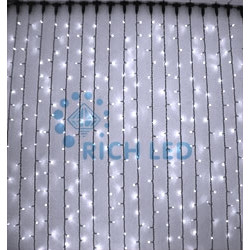 Гирлянда светодиодная Занавес белая 220B, 400 LED, провод прозрачный, IP54 RL-C2*2-T/W