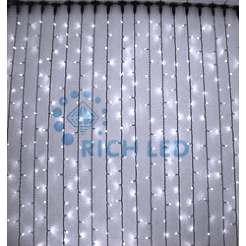 Гирлянда светодиодная Занавес белая 220B, 400 LED, провод прозрачный, IP54 RL-C2*2-T/W