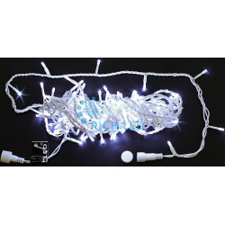 Гирлянда светодиодная белая с мерцанием 220B, 100 LED, провод белый, IP54 RL-S10CF-220V-W/W