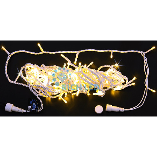 Гирлянда светодиодная белая с мерцанием 220B, 100 LED, провод белый, IP54 RL-S10CF-220V-W/WW