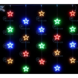 Гирлянда светодиодная Занавес разноцветная 220B, 20 LED, провод прозрачный, IP54 RL-CMST2*2-T/M