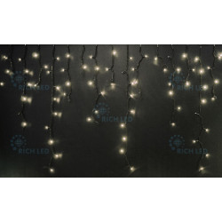 Гирлянда светодиодная Бахрома белая с мерцанием 220B, 144 LED, провод черный, IP54 RL-i3*0.9F-B/WW