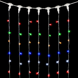 Гирлянда Занавес 2 x 2 м Разноцветный с Мерцанием Белого Диода 220В, 400 LED, Провод Прозрачный ПВХ, IP54