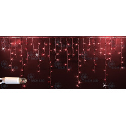 Гирлянда светодиодная Бахрома красная с мерцанием 220B, 144 LED, провод белый, IP65 RL-i3*0.9F-CW/R