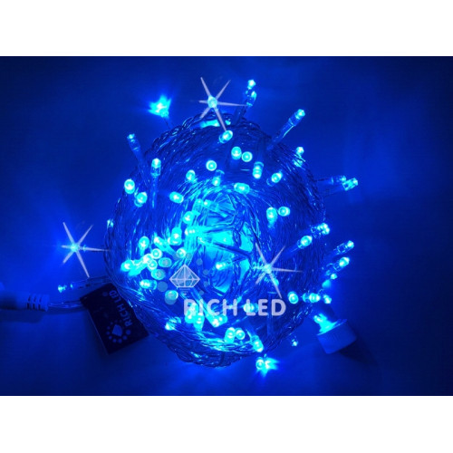 Гирлянда светодиодная синяя с мерцанием 24B, 100 LED, провод прозрачный, IP54 RL-S10CF-24V-T/B