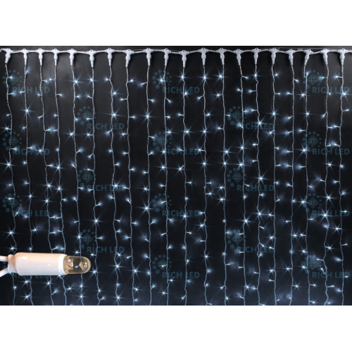 Гирлянда светодиодная Занавес белая 220B, 400 LED, провод прозрачный, IP65 RL-C2*2-CT/W