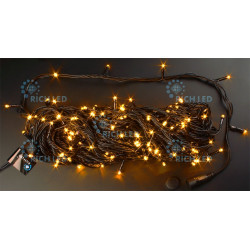 Гирлянда светодиодная желтая 8 режимов свечения 220B, 200 LED, провод черный, IP54 RL-T20C2-B/Y