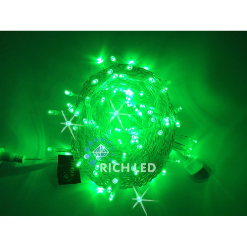 Гирлянда светодиодная зеленая с мерцанием 24B, 100 LED, провод прозрачный, IP54 RL-S10CF-24V-T/G