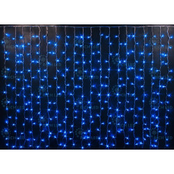 Гирлянда светодиодная Занавес синяя с мерцанием 220B, 300 LED, провод прозрачный, IP54 RL-CS2*1.5F-T/B