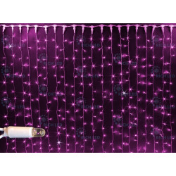 Гирлянда светодиодная Занавес розовая с мерцанием 220B, 600 LED, провод белый, IP65 RL-C2*3F-CW/P