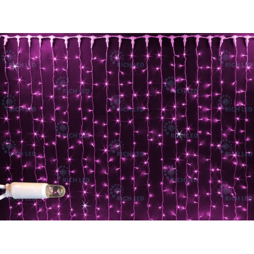 Гирлянда светодиодная Занавес розовая с мерцанием 220B, 600 LED, провод белый, IP65 RL-C2*3F-CW/P
