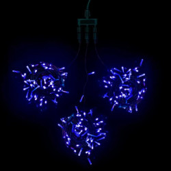 Комплект 3 Синих Нити с Мерцанием Белого Диода по 20м, 600 LED, Провод Черный ПВХ, IP54