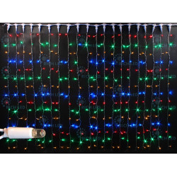 Гирлянда светодиодная Занавес разноцветная 220B, 1000 LED, провод белый, IP65 RL-C2*6-CW/M