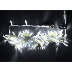 Гирлянда светодиодная белая постоянного свечения 24B, 100 LED, провод прозрачный, IP65 RL-S10C-24V-CT/W