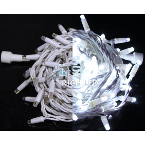 Гирлянда светодиодная белая с мерцанием 220B, 100 LED, провод белый, IP65 RL-S10CF-220V-RW/W