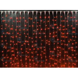 Гирлянда светодиодная Занавес красная 220B, 1800 LED, провод прозрачный, IP54 RL-C2*9-T/R