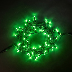 Гирлянда Нить 10м Зеленая 24В, 75 LED, Провод Черный Каучук, IP65