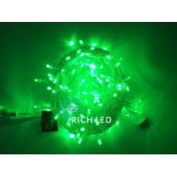 Гирлянда светодиодная зеленая постоянного свечения 220B, 100 LED, провод прозрачный, IP54 RL-S10C-220V-T/G