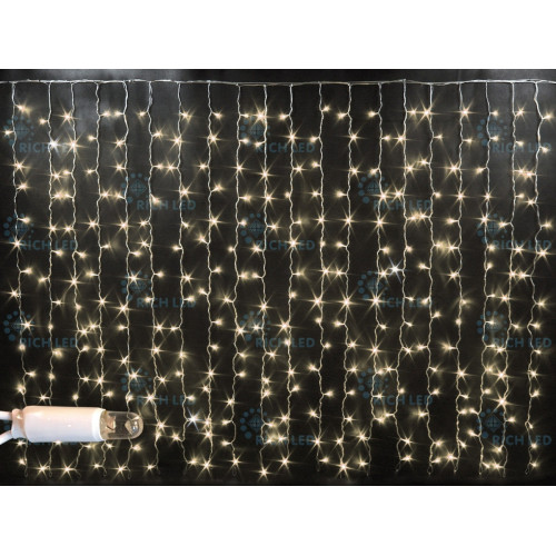 Гирлянда светодиодная Занавес белая с мерцанием 220B, 300 LED, провод прозрачный, IP65 RL-CS2*1.5F-CT/WW
