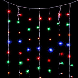 Гирлянда Занавес Облегченный 2 x 3 м Разноцветный 220В, 600 LED, Провод Прозрачный ПВХ, IP54