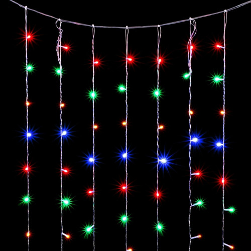 Гирлянда Занавес Облегченный 2 x 3 м Разноцветный 220В, 600 LED, Провод Прозрачный ПВХ, IP54