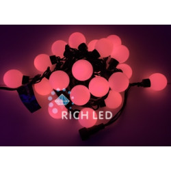 Гирлянда светодиодная красная 220B, 20 LED, провод черный, IP65 RL-S5-20C-40B-B/R