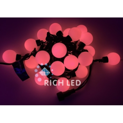 Гирлянда светодиодная красная 220B, 20 LED, провод черный, IP65 RL-S5-20C-40B-B/R