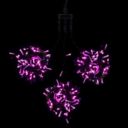 Комплект 3 Розовых Нити по 20м, 600 LED, Провод Черный ПВХ, IP54