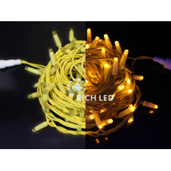 Гирлянда светодиодная желтая постоянного свечения 24B, 100 LED, провод желтый, IP65 RL-S10C-24V-RY/Y