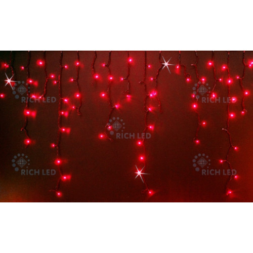 Гирлянда светодиодная Бахрома красная с мерцанием 220B, 144 LED, провод черный, IP54 RL-i3*0.9F-B/R
