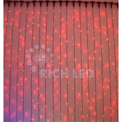 Гирлянда светодиодная Занавес красная с мерцанием 220B, 600 LED, провод прозрачный, IP54 RL-C2*3F-T/R