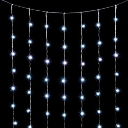 Гирлянда Занавес Облегченный 2 x 2 м Белый 220В, 400 LED, Провод Прозрачный ПВХ, IP54