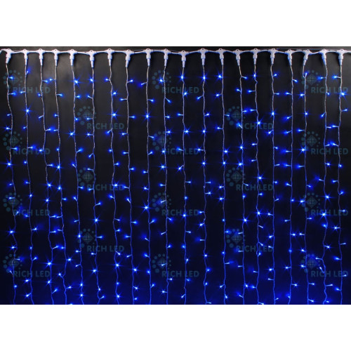 Гирлянда светодиодная Занавес синяя 220B, 400 LED, провод белый, IP65 RL-C2*2-CW/B