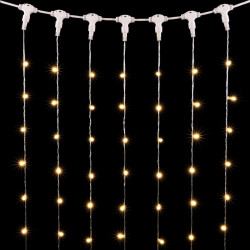 Гирлянда Занавес с Колпачком 2 x 3 м Тепло-Белый 220В, 600 LED, Провод Прозрачный ПВХ, IP65