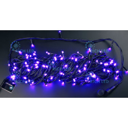 Гирлянда светодиодная фиолетовая 8 режимов свечения 220B, 200 LED, провод черный, IP54 RL-T20C2-B/V