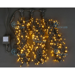 Гирлянда светодиодная желтая 8 режимов свечения 24B, 600 LED, провод черный, IP54 RL-T3*20N2-B/Y