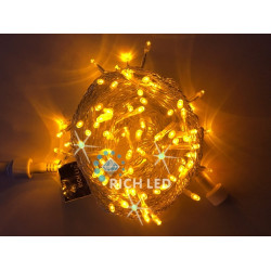 Гирлянда светодиодная желтая с мерцанием 24B, 100 LED, провод прозрачный, IP54 RL-S10CF-24V-T/Y