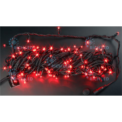 Гирлянда светодиодная красная 8 режимов свечения 220B, 200 LED, провод черный, IP54 RL-T20C2-B/R