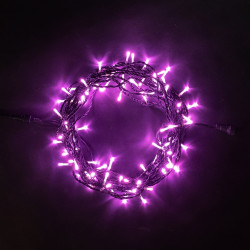 Гирлянда Нить 10м Розовая 24В, 100 LED, Провод Черный ПВХ, IP54