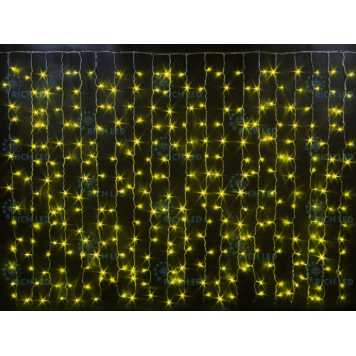 Гирлянда светодиодная Занавес желтая 220B, 300 LED, провод прозрачный, IP54 RL-CS2*1.5-T/Y