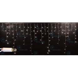 Гирлянда светодиодная Бахрома белая 220B, 144 LED, провод прозрачный, IP65 RL-i3*0.9-CT/WW