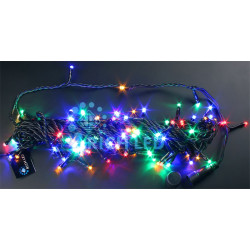 Гирлянда светодиодная разноцветная постоянного свечения 24B, 100 LED, провод черный, IP54 RL-S10C-24V-B/M