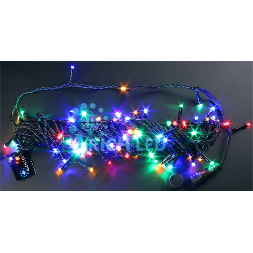 Гирлянда светодиодная разноцветная постоянного свечения 24B, 100 LED, провод черный, IP54 RL-S10C-24V-B/M
