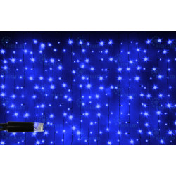 Гирлянда светодиодная Занавес синяя 220B, 300 LED, провод прозрачный, IP65 RL-CS2*1.5-CT/B