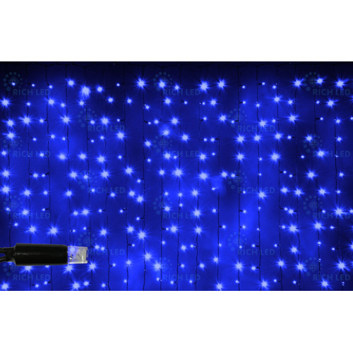 Гирлянда светодиодная Занавес синяя 220B, 300 LED, провод прозрачный, IP65 RL-CS2*1.5-CT/B