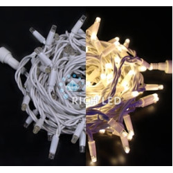 Гирлянда светодиодная белая постоянного свечения 24B, 100 LED, провод белый, IP65 RL-S10C-24V-RW/WW